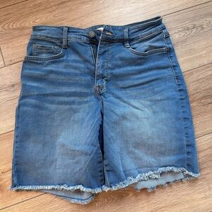 Nine West Blue Frayed Jean Shorts